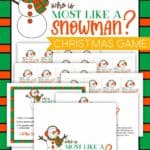 Who is most like a snowman game printables.