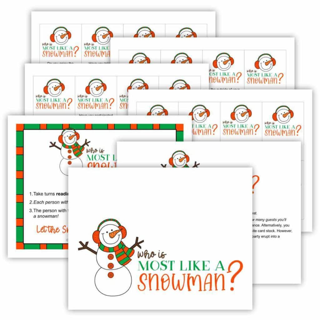 Who is most like a snowman game printable pages.