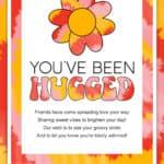 Printable You've Been Hugged Tag with a groovy theme.