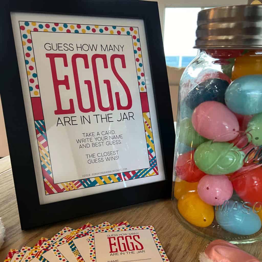 Guess how many eggs are in the jar game.