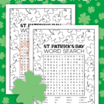 St. Patrick's Day Word Search and answer sheet printables.