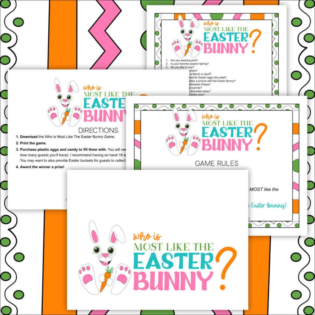 Who is most like the Easter Bunny game printables.