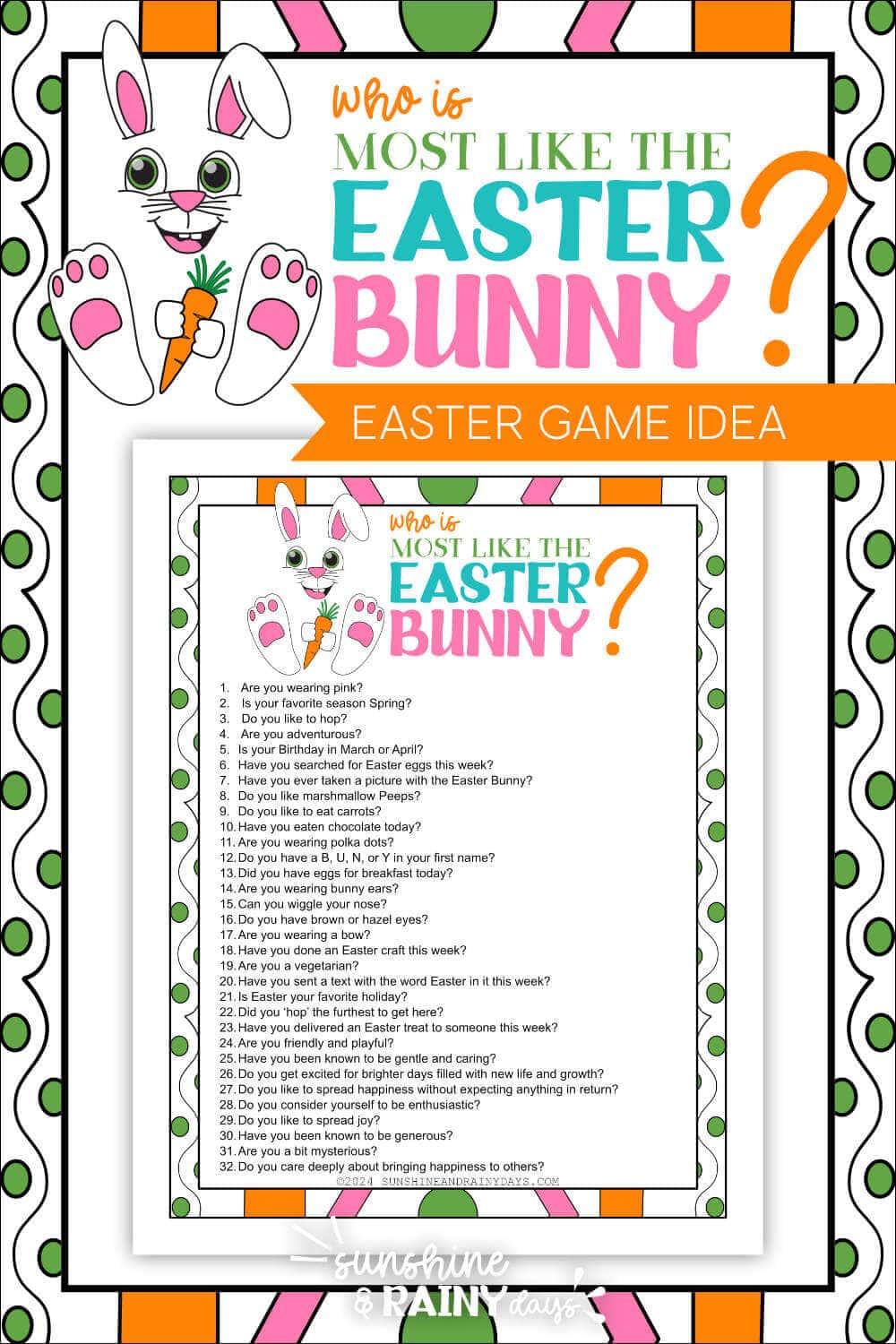 Who Is Most Like The Easter Bunny Game For Easter Celebrations ...