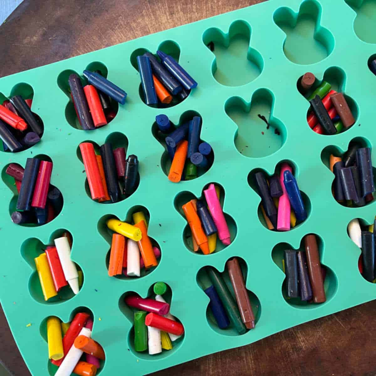 Broken crayons in a bunny mold.