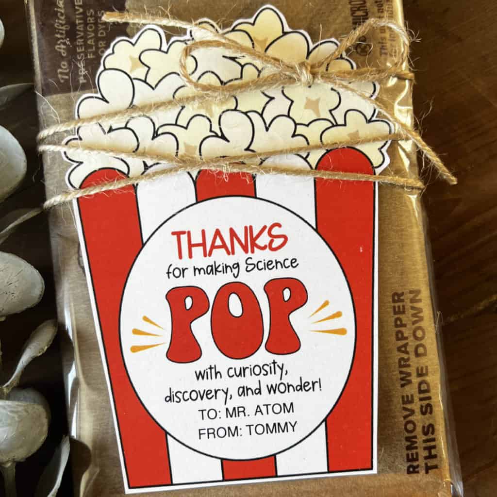 Teacher appreciation popcorn gift for Science teachers.