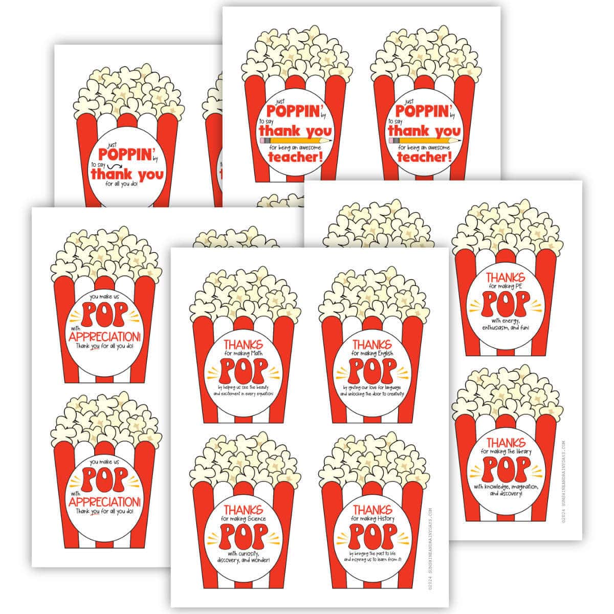 Teacher Appreciation Popcorn Tags - Popcorn Gift Ideas For Teachers ...