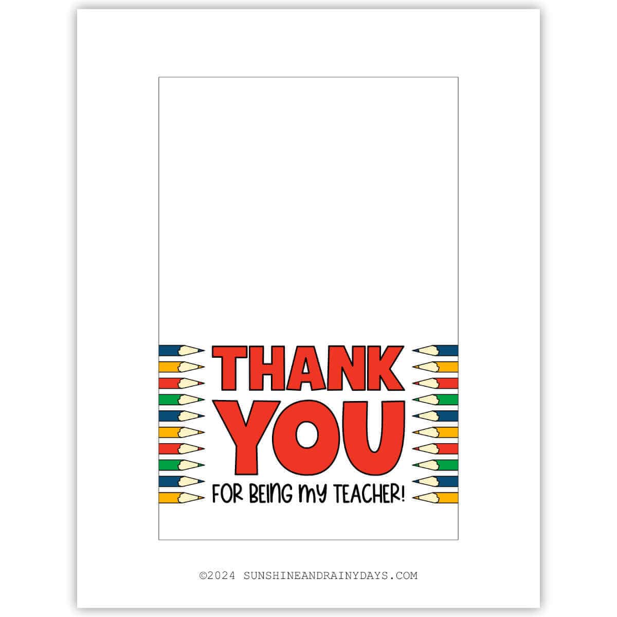 Printable Teacher Appreciation Cards - Sunshine and Rainy Days