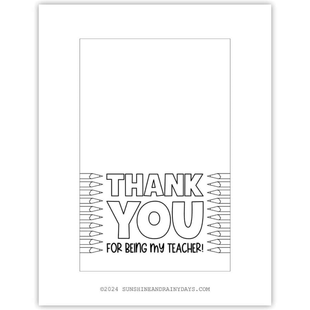 Teacher thank you coloring card for teacher appreciation week.