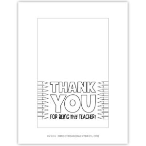 Teacher Appreciation Cards To Color - Sunshine and Rainy Days