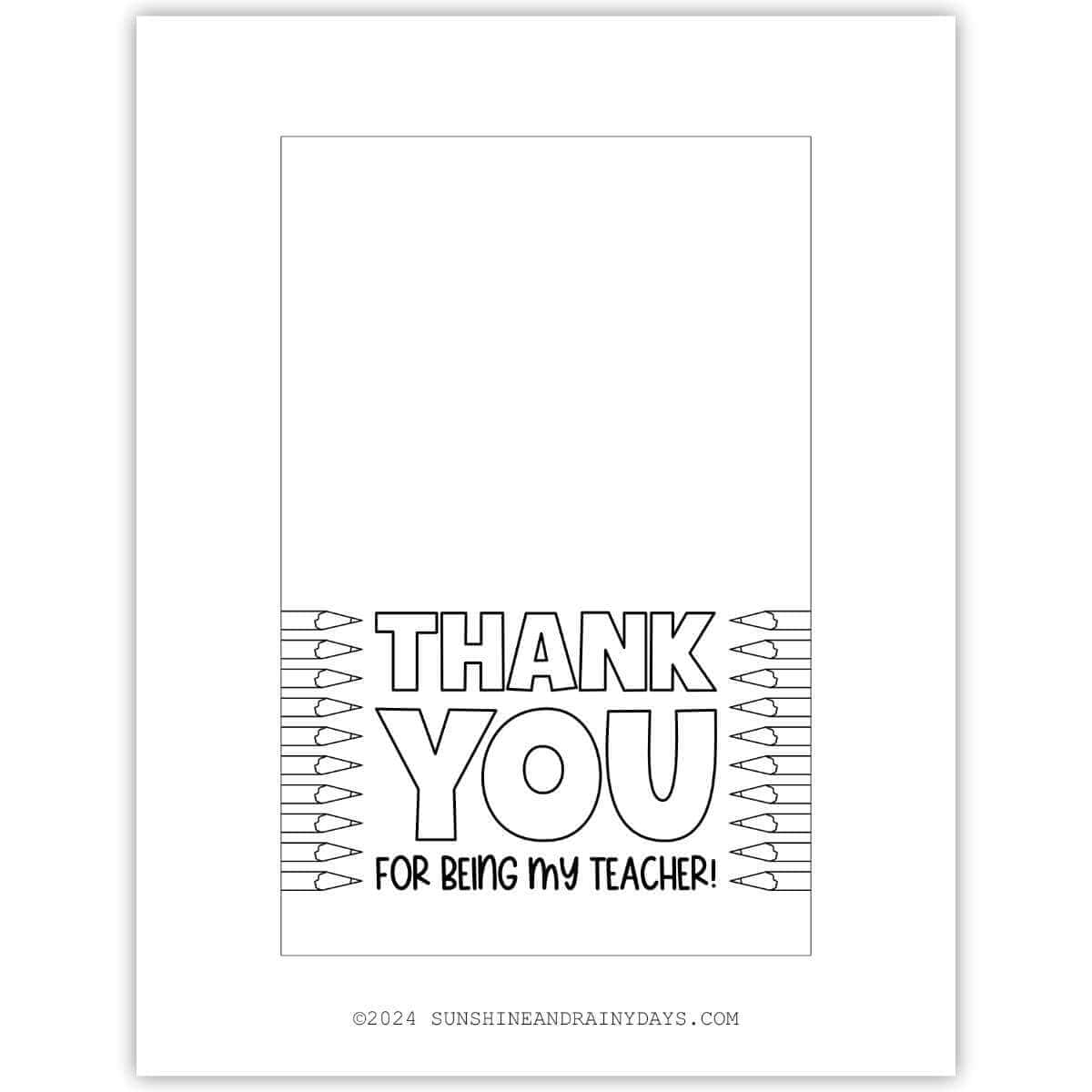 Teacher Appreciation Cards To Color - Sunshine and Rainy Days