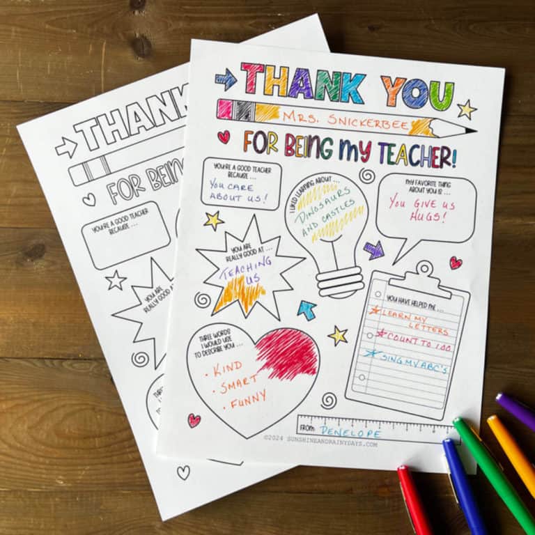 All About My Teacher Appreciation Coloring Page Printable