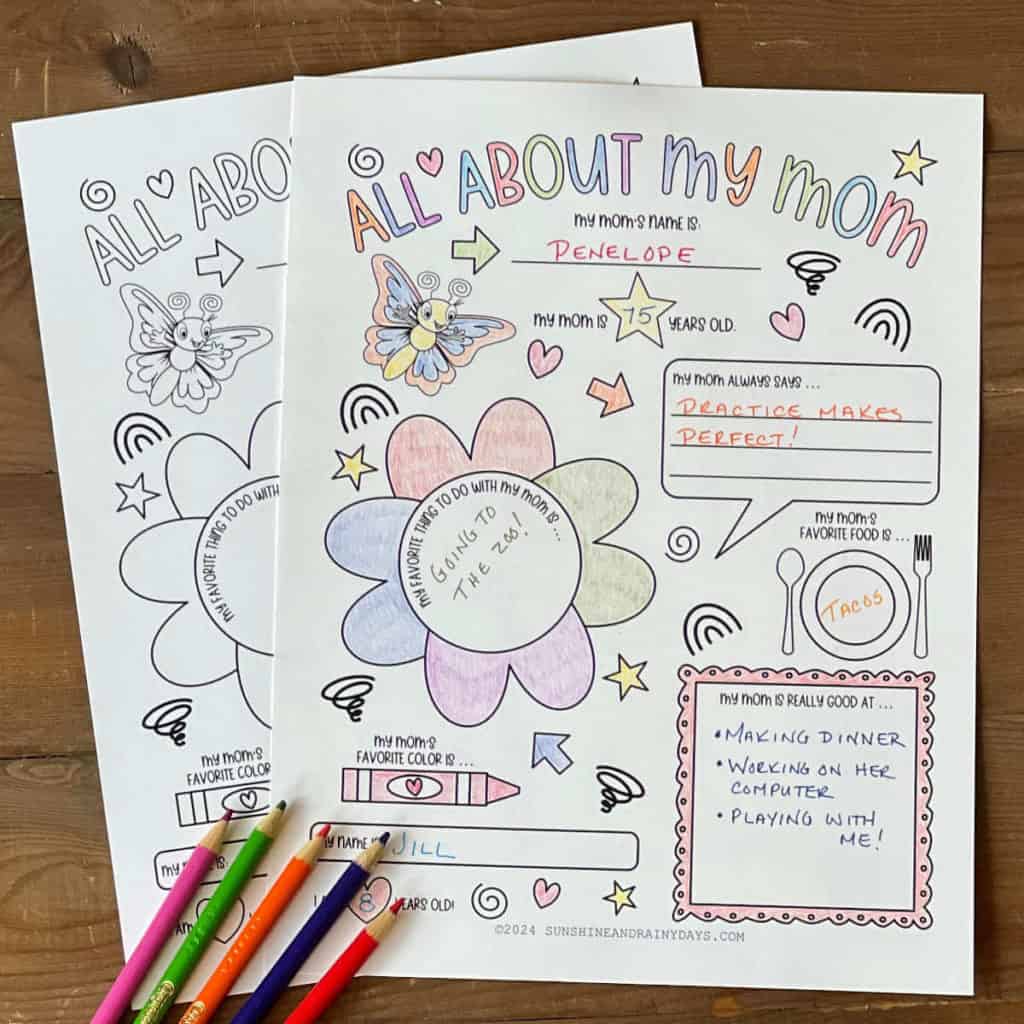 All about Mom coloring page for kids.