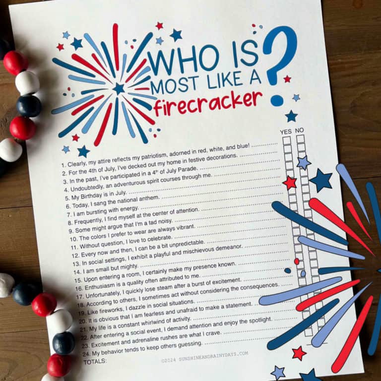 Who Is Most Like A Firecracker 4th of July Game
