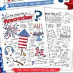 Image of a full color and black and white copy of a Who Is The Most Like A Firecracker game.
