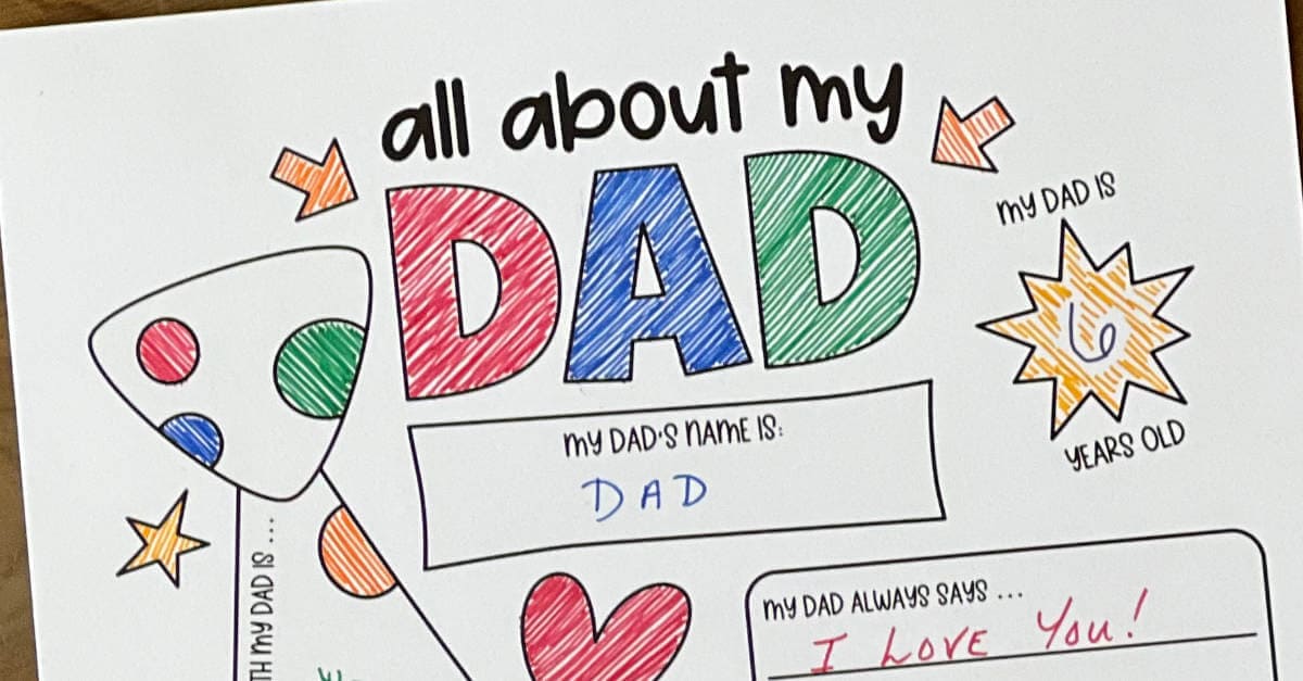 All About My Dad Coloring Page - Sunshine And Rainy Days