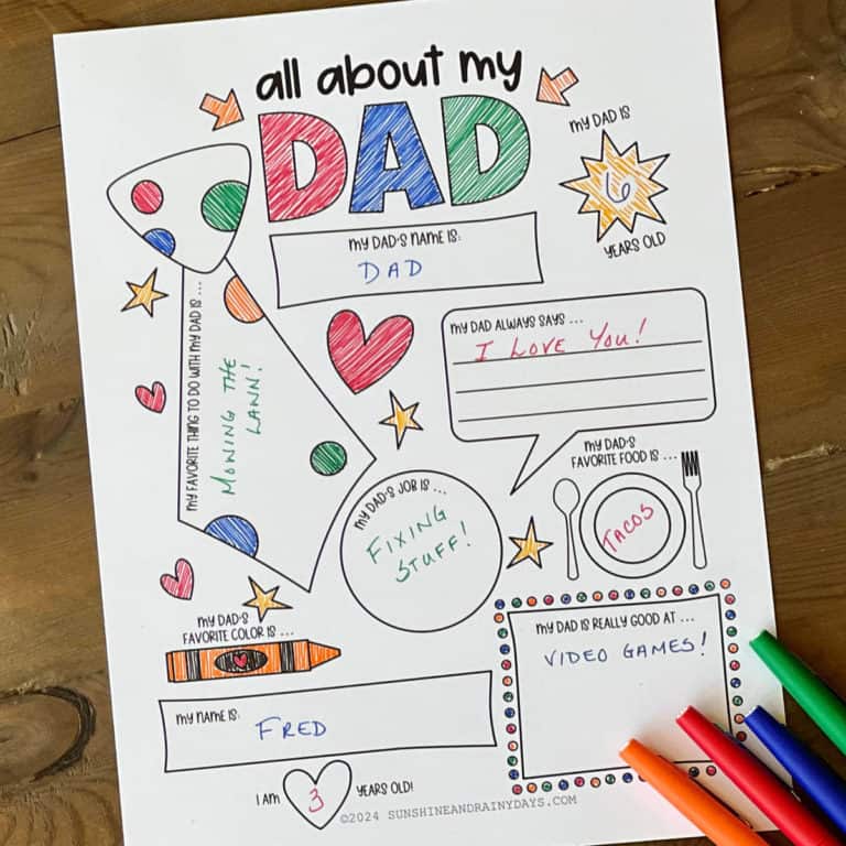 All About My Dad Coloring Page