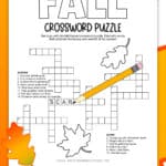 Printable Fall Crossword Puzzle.