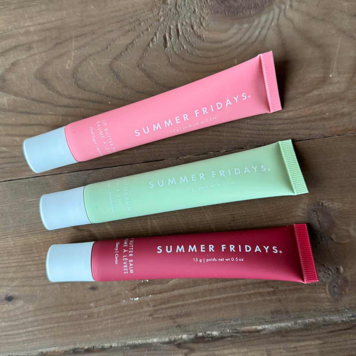 Summer Fridays Butter Balm in three different colors.