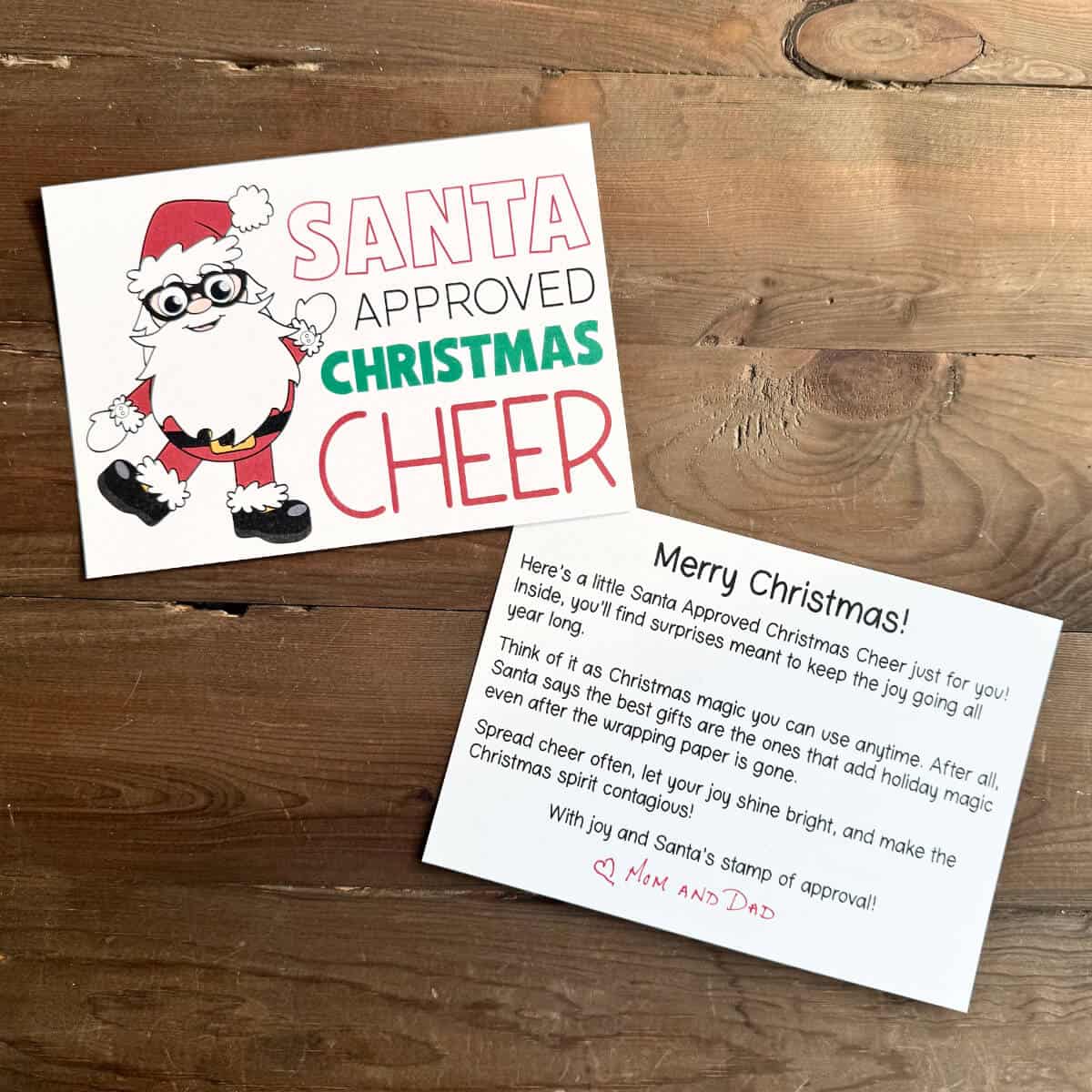 Image of the cover page and Merry Christmas Letter from the printable Christmas gift card book.
