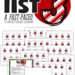Image of printable game pages with the words, List 3, A Fast-Paced Christmas Game.