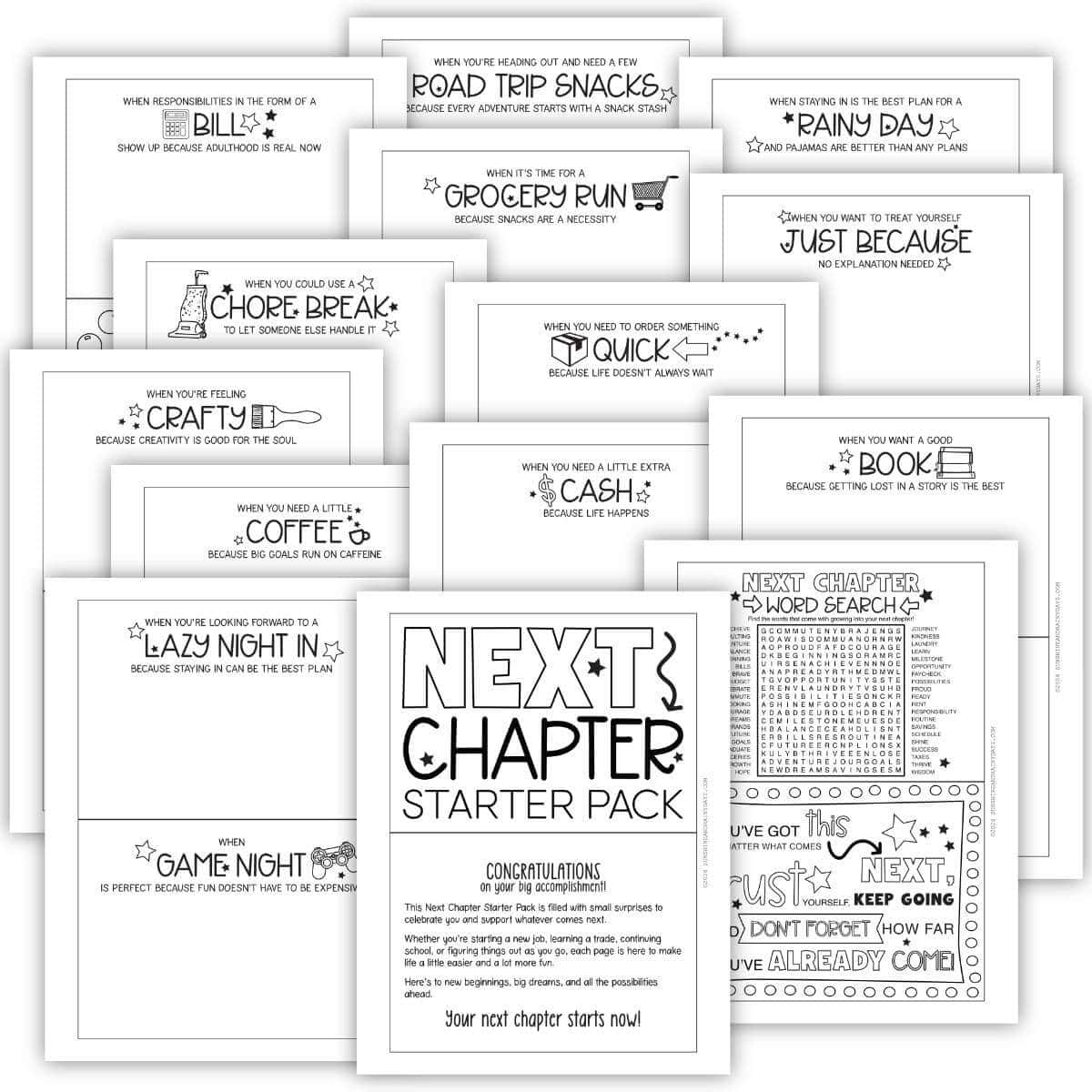 Image of printable pages for a Graduation Gift Card Book.