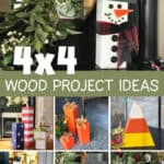 Image of six different 4x4 wood crafts for different seasons.